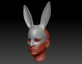 detaylı tavşan maske stilize hasarlı heykel karakter dekoratif element sanat orta aksesuar moda 3d print model - Mito3D