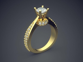 detailliert gebogen engagement ring diamanten 2759 gold juwel schmuck ringe hochzeit diamant brillant cad platin druckbar silber design 3d print model - Mito3D