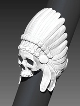 detallado indio cráneo jefe anillo ciclistas calavera harley club barato comunidad personalizado motocicleta davidson joyería joya plata menring sello anillos 3d print model - Mito3D