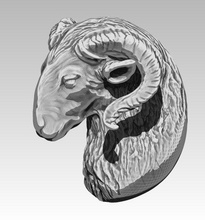 detailliert ram kopf ziege horn wütend achtung tier schmuck juwel schaf ausweichen kreatur realistisch solide druckbar cnc montage wild kunst skulpturen 3d print model - Mito3D