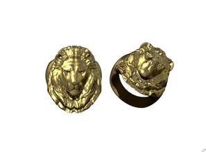 detailed realistic lion ring gold luxury jewelry sterling printable jewel silver jewellery platinum gem tiger cat head face animal safari african cnc rings 3d print model - Mito3D