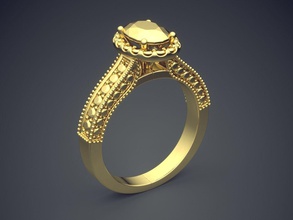 detailed ring cad-4720 brilliant cad design diamond engagement gem gold jewel jewellery platinum printable rings silver wedding jewelry 3d print model - Mito3D