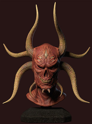 devil head dark satan prince lucifer horns red skull skin zombie iblees evil bad villain magic black art sculptures 3D print model - Mito3D