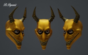 devil mask print 3d head model demon satan printable yellow horns lucifer creature cosplay hobby diy 3d print model - Mito3D