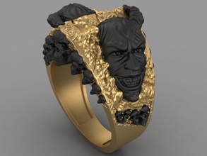 devil skull man ring jewelry gold silver cstable printable alien sculpture rings 3d print model - Mito3D