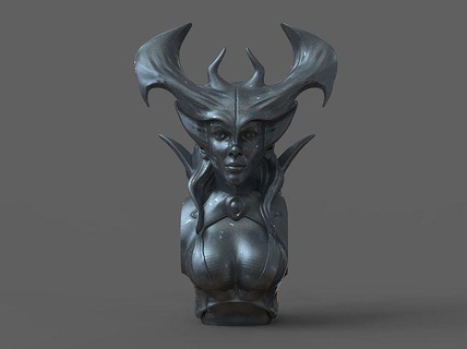 diablo mujer busto escultura personaje criatura horror demonio fantasía ficticio mal infierno estatua oscuro enemigo Arte esculturas 3d print model - Mito3D