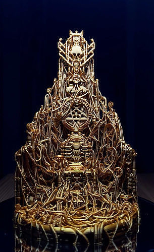 Demonios fine tuning Cathedra pentagrama estátua diabo tubos trono encanador dieselpunk bagunçado catedral antigo arte esculturas 3D print model - Mito3D