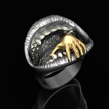 Verschlinger ring Schmuck Silber gold bedruckbar ist sterling Mode-ring Mode-Schönheit Mund Schrecken goth fantasy cnc Juwel vintag Ringe 3d print model - Mito3D