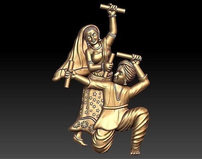 dhandiya dance pendent dandiya raas garba ras ratha marraige lady krishna jewelry pendants 3d print model - Mito3D