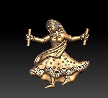 dhandiya dancing pendent dhandiya dance dhandiya dancing rhatha krishna rathe lady dance holi dance ratha krishna jewelry pendants  3d print model - Mito3D