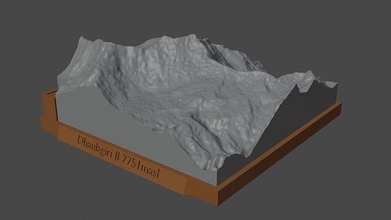 dhaulagiri ii Berg Landschaft Vulkan Terrain Umgebung Natur Photogrammetrie Elevation Wissenschaft 3d print model - Mito3D