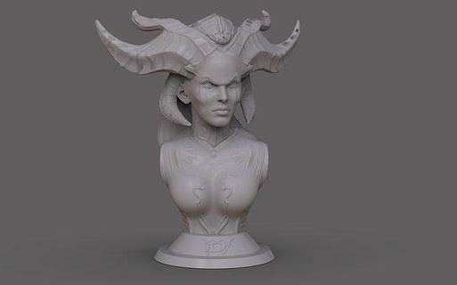 diablo iv Lilith busto Lilith busto escultura estatua demonio diablo diablo iv 4 juego videojuego rpg fantasía figuritas esculturas mujer Arte 3d print model - Mito3D