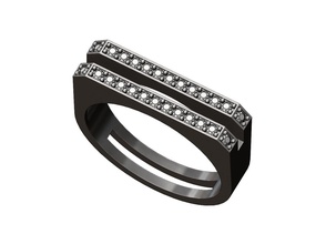 diamante 2 bar piatto rettangolare sigillo squillare gioielleria stampabile oro argento sterlina menring moda lusso rettangolo mensignet anello 3d print model - Mito3D