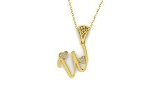 diamond alphabet pendant heart letter gold silver sterling jewellery stone diamant fashion beauty jewelry printable letters love necklace gem pendants 3d print model - Mito3D