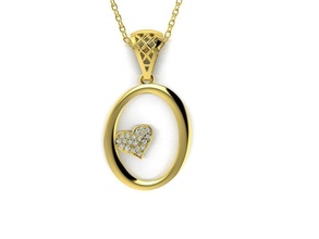 diamante alfabeto pendente cuore lettera oro argento sterlina gioielleria calcolo diamant moda bellezza stampabile lettere amore collana gemma ciondoli 3d print model - Mito3D