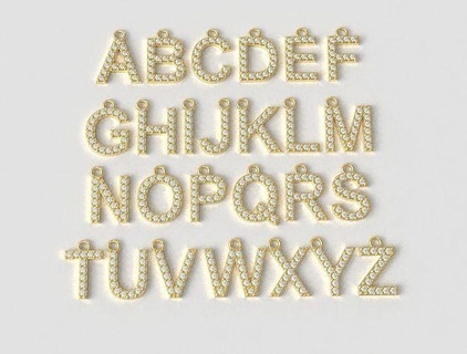 diamond alphabet letter letters font typography pendants gold jewelry pendant language symbol text gem silver initial pauloranieri 3d print model - Mito3D