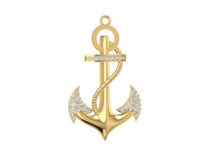 diamond anchor pendant 2019 jewelry fashion accessories gold man men woman women unisex design fengshui wedding ring pendants 3d print model - Mito3D