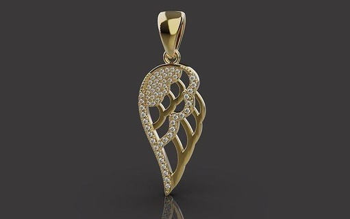diamond angel wing pendant necklace 0079 pendants jewelry gold silver printable jewellery wedding platinum brilliant lux world women fashion design luxury rosgold 3d print model - Mito3D