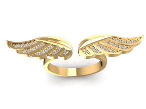 diamante ángulo alas anillo 1994 joyería joya Moda accesorios oro mujer unisexo diseño Feng Shui Boda anillos 3d print model - Mito3D
