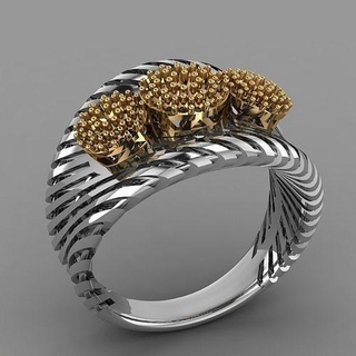 diamante antiguo tallado sello anillo 3d impresión modelo oro plata lujo joyería joya anillos 3d print model - Mito3D