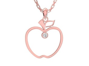 diamond apple pendant 3090 jewelry fashion accessories gold woman women design pendants 3d print model - Mito3D