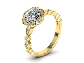 diamante artdeco anello di fidanzamento n0275 gioielli delicato 3dring 3dmodel diamanti stampabile d'oro halo jaffe usa il canada argento oro theknot moda anelli 3d print model - Mito3D