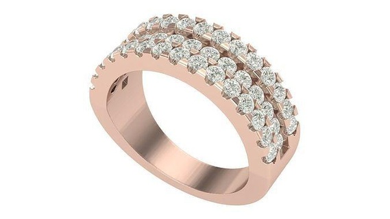 Diamant Band Ring 2 mm runden Steine Schmuck Design wertvoll Gold druckbar Ringe Engagement Juwel Anhänger Hochzeit Mode leuchtenden Luxus 3d print model - Mito3D