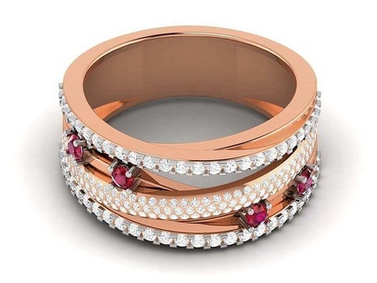 diamant bande bague 3dm rendre détail bijoux or imprimable brillant anneaux engagement luxe solitaire platine précieux argent mariage unisexe 3d print model - Mito3D