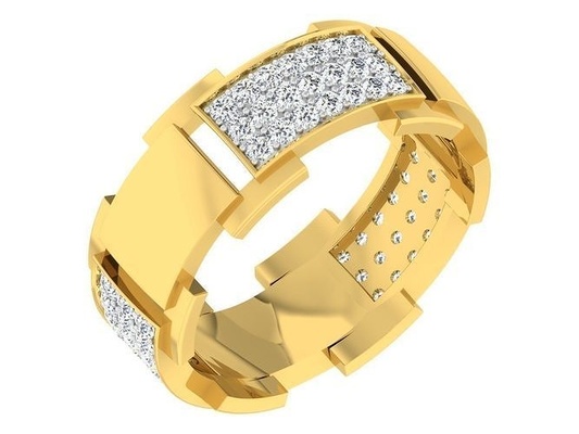 diamant band ring r1 schmuck luxus gold leuchtenden druckbar metallisch goldring juwel mode 3d print model - Mito3D