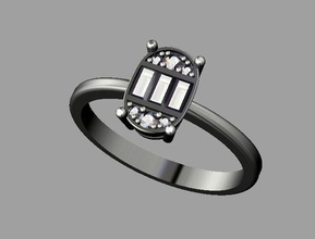 diamond baquette ring jewelry luxury printable design diamondring 3dprint gem rings 3d print model - Mito3D