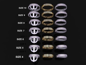 id diamond bar cuban link chain ring mix sizes 4 5 6 7 8 9 10 jewelry band style diaond size fashion trend unisex dainty rings 3d print model - Mito3D