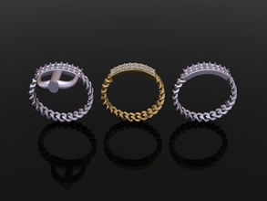 id diamant bar kubanisch verknüpfung kette ring mischen größen 5 schmuck band stil größe rahmen mode trend ringe 3d print model - Mito3D