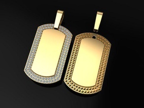 diamant bar plaque d'identification pendentif grand bijoux marque luxe or Collier femelle femmes mode tendance hip hanche saut gemme 3d print model - Mito3D