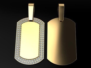 diamant id bar plaque d'identification pendentif bijoux gemme collier chaîne hommes femelle femmes tendance hip mode tendances moderne ancien pendentifs 3d print model - Mito3D