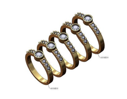 diamante bisel ajuste anillo us tamaños 5to9 joyería joya imprimible oro plata lujo compromiso Boda vendimia clásico declaración Moda 3d modelo libra esterlina sencillo anillos 3d print model - Mito3D