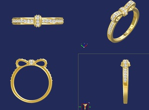 diamante anillo lazo la joyería el platino matrimonio compromiso de boda gem oro plata arco cinta opciones banda bowband bowring ribbonring pandora moda los anillos 3d print model - Mito3D