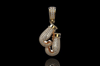 diamante boxeo guante oro plata colgantes joyería joya metal hombres deporte cojín diseño creativo personalizado amor lujo marcas brillante 3d print model - Mito3D