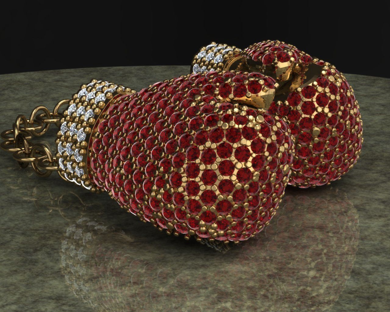 diamante boxeo guantes joyería joya colgante pendiente oro arte moda mma boxer hermoso colgantes 3D print model - Mito3D