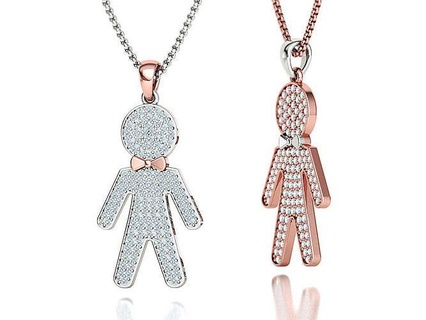 diamond boy pendant necklace children 3dmodel necklaces birth jewelry printable jewellery pendants usa canada gentleman mother engravable 3d print model - Mito3D