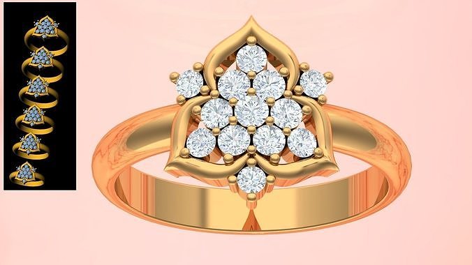 diamante nupcial noivado anel conjunto mulheres ouro joalheria prata imprimível jóias argolas precioso casamento vintage cafajeste projeto princesa solitário branco rosa amarelo 3D print model - Mito3D