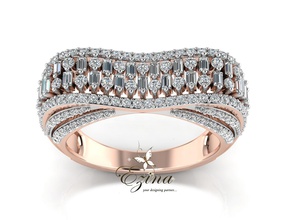 diamond bugguate ring jewelry glamour gold elegant rings 3d print model - Mito3D