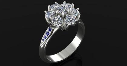diamond bunch ring jewellery jewelry printable jewel wedding gem engagement brilliant white fashion gold engagem beauty rings 3d print model - Mito3D