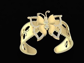 diamond butterfly bangle 1211 jewelry fashion accessories gold woman women unisex design bracelets 3d print model - Mito3D