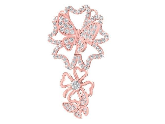 diamante farfalla fiore pendente 3247 gioielleria moda Accessori oro donna donne design feng shui nozze squillare ciondoli 3D print model - Mito3D