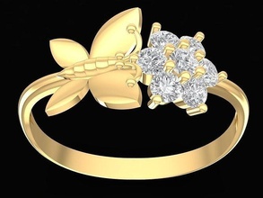 diamond butterfly women ring 2935 jewelry fashion accessories gold men woman design rings 3d print model - Mito3D