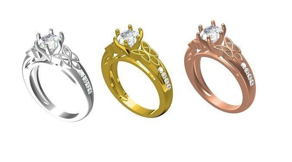 diamante céltico nudo compromiso anillo plata oro imprimible joyería joya anillos Arte Moda Boda 3d canalla diseño disfrazarse gemas libras esterlinas 3d print model - Mito3D