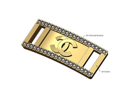 diamant Chanel logo bracelet marque luxe bijoux imprimable argent gros chaîne assiette bling mode or sterling 3d modèle bracelets 3d print model - Mito3D