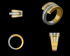 elmas kanal bant 2 ton takı diamondband channelband grup 2tone twotone channelsetting diamondsetting renk düğün moda Gümüş gem değerli bayanlar yüzük nişan mücevher 3d print model - Mito3D