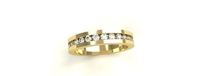 diamante canal banda volta pedras ouro prata platina anel esterlina luxo imprimível joalheria jóias joias rubi safira argolas 3d print model - Mito3D