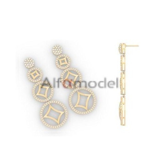 diamant cercle boucle d'oreille bijoux bijou or argent alfamodel sla dlp stl platine imprimable empreinte métallique luxe précieux métal 3dprint boucles d'oreilles style femmes 3d print model - Mito3D